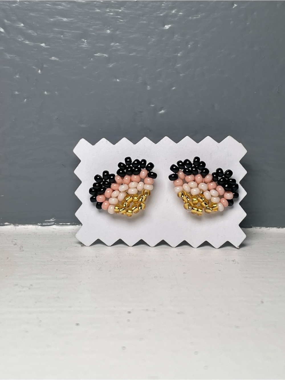 Huichol Beaded Heart Stud Earrings